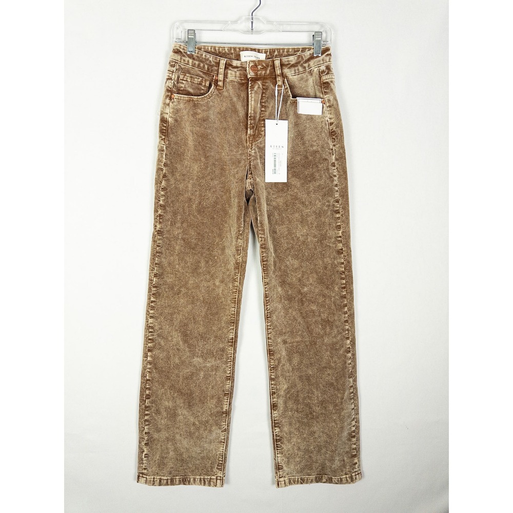 NWT Risen Jeans Erika Corduroy Straight Pants Womens 7 Mocha Brown Boho Retro